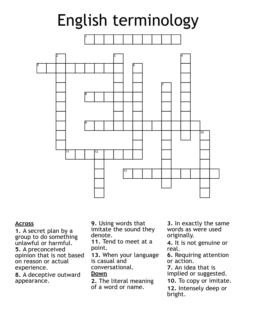 English terminology Crossword