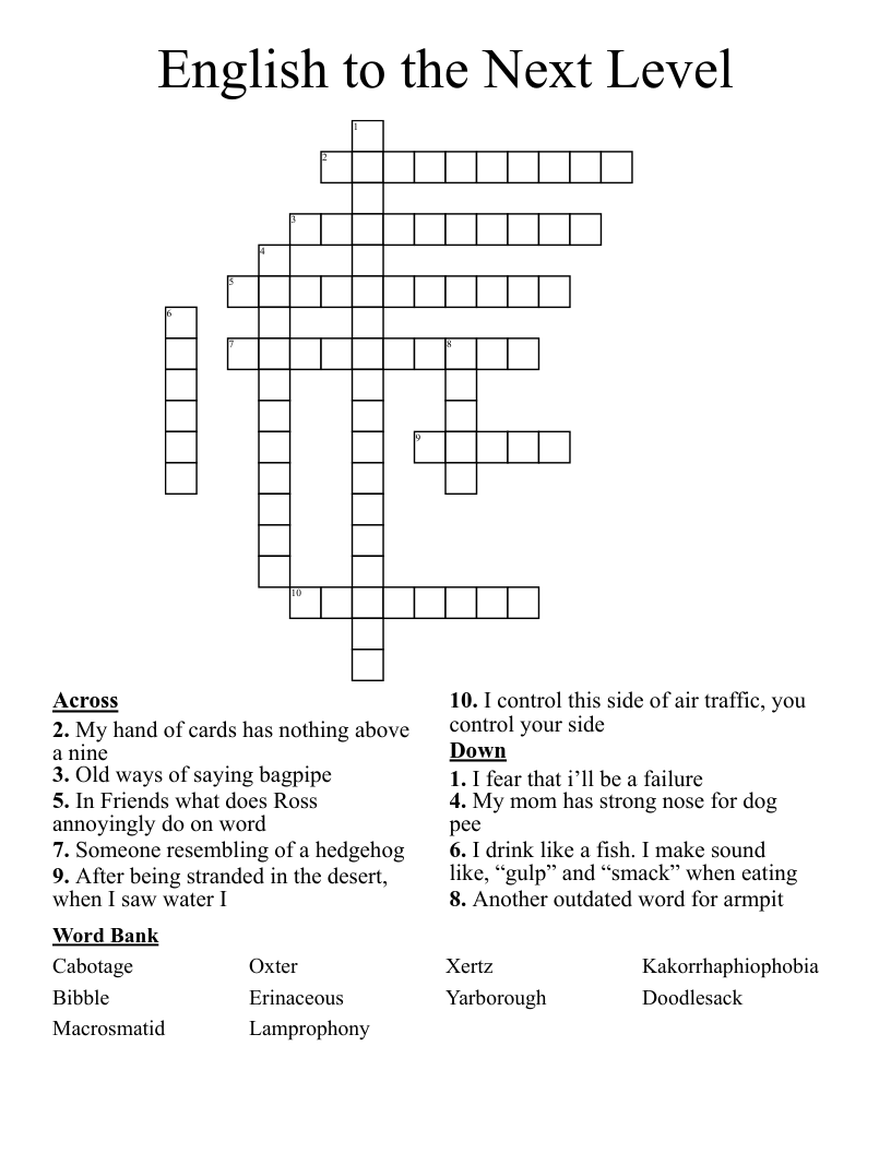 English to the Next Level Crossword