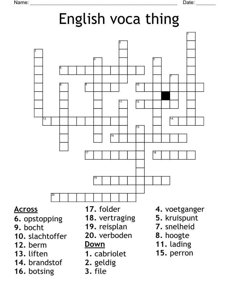 English voca thing Crossword