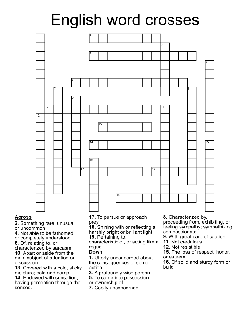 English word crosses Crossword