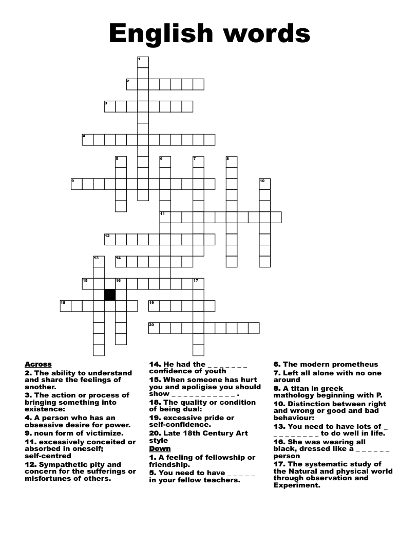 English words Crossword