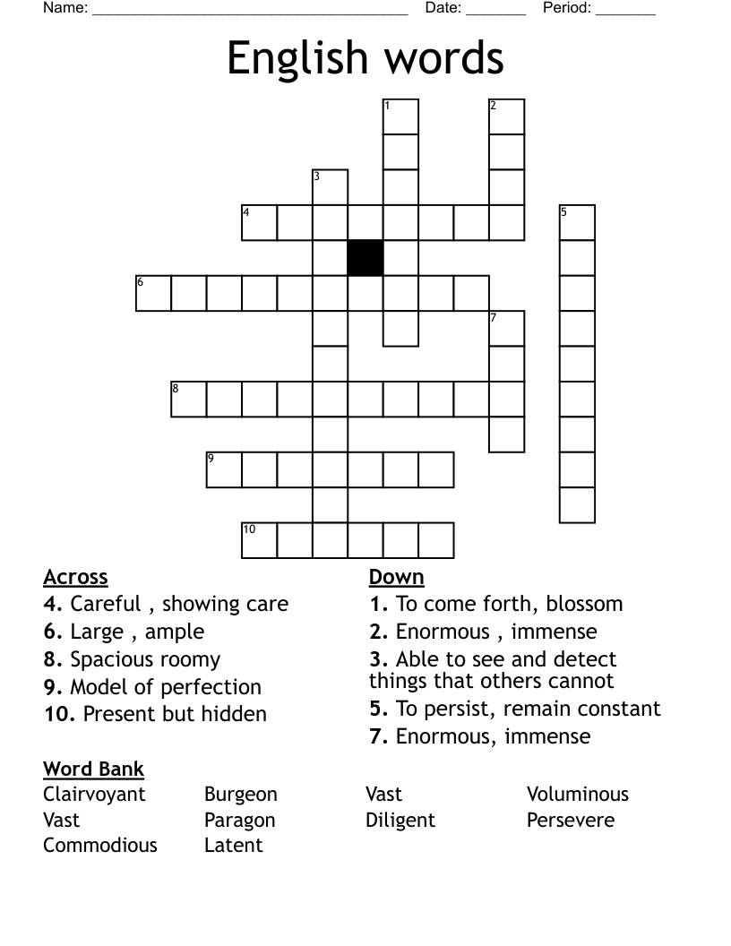 English words Crossword