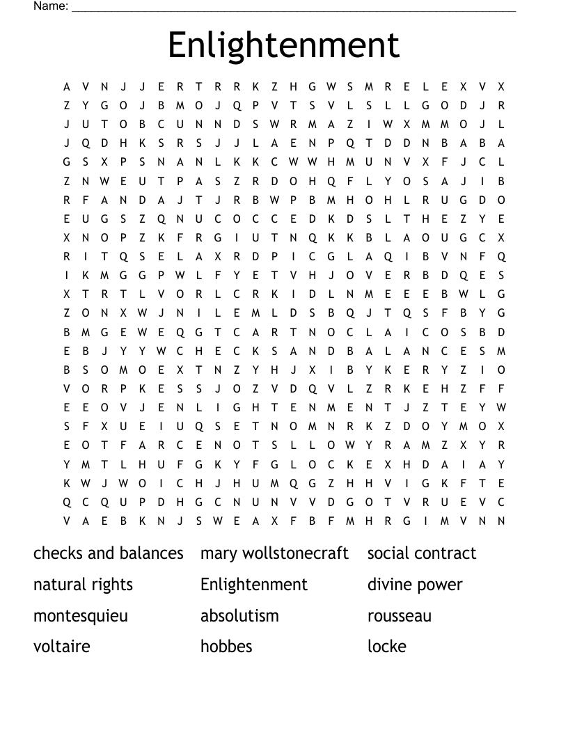 Enlightenment Word Search