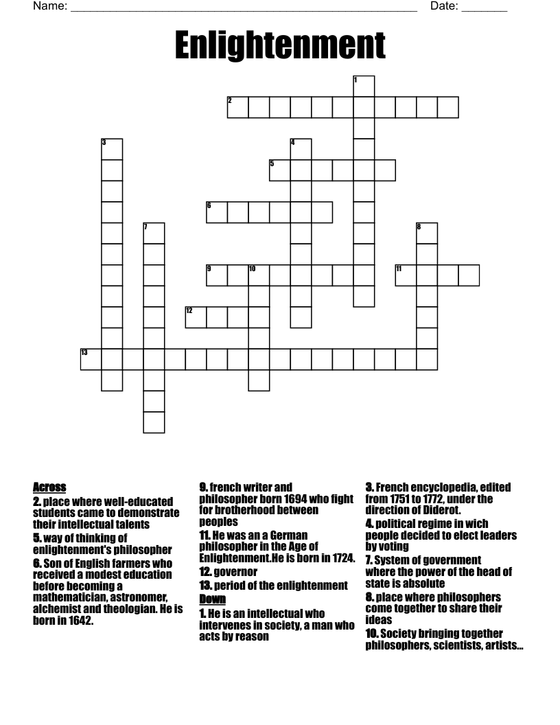 Enlightenment Crossword