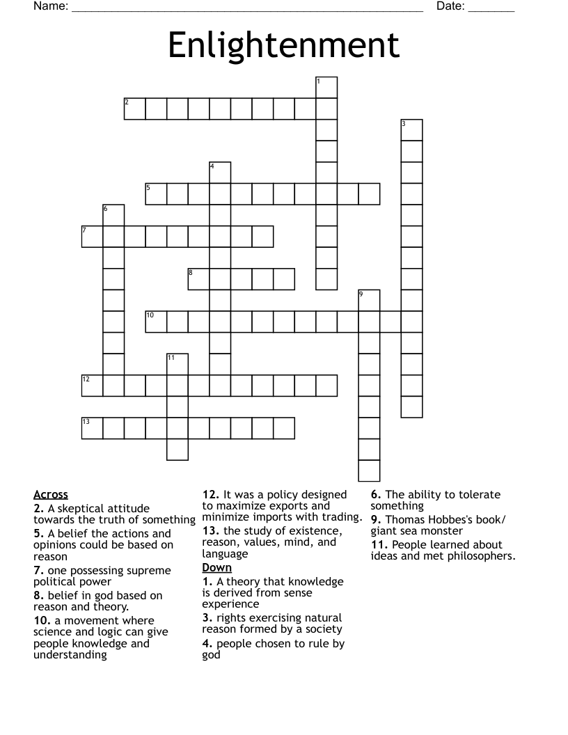Enlightenment Crossword