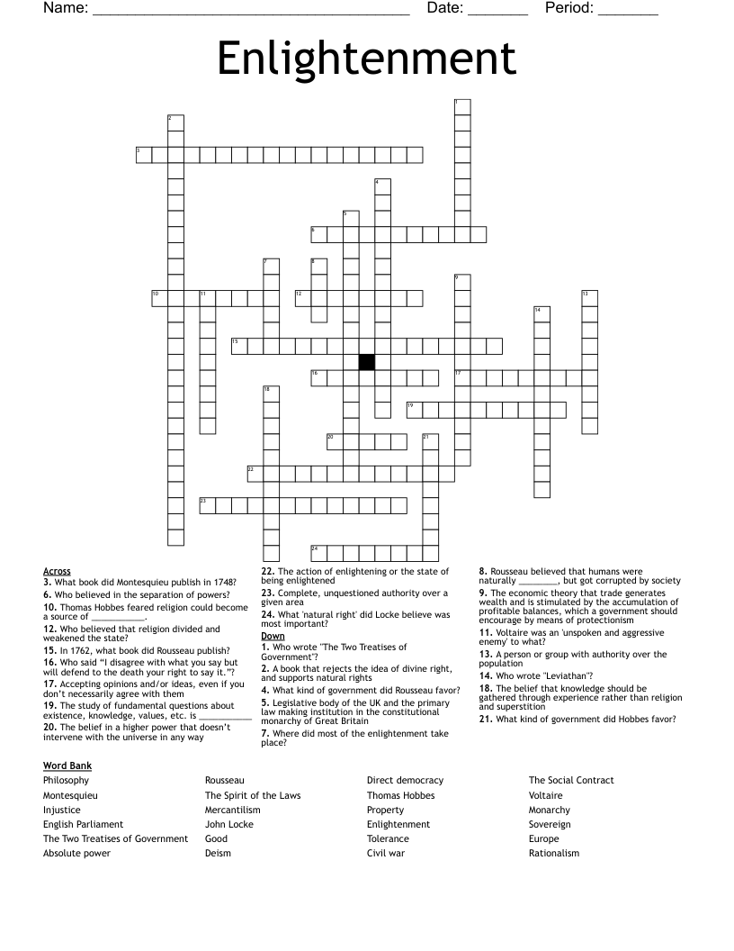 Enlightenment Crossword