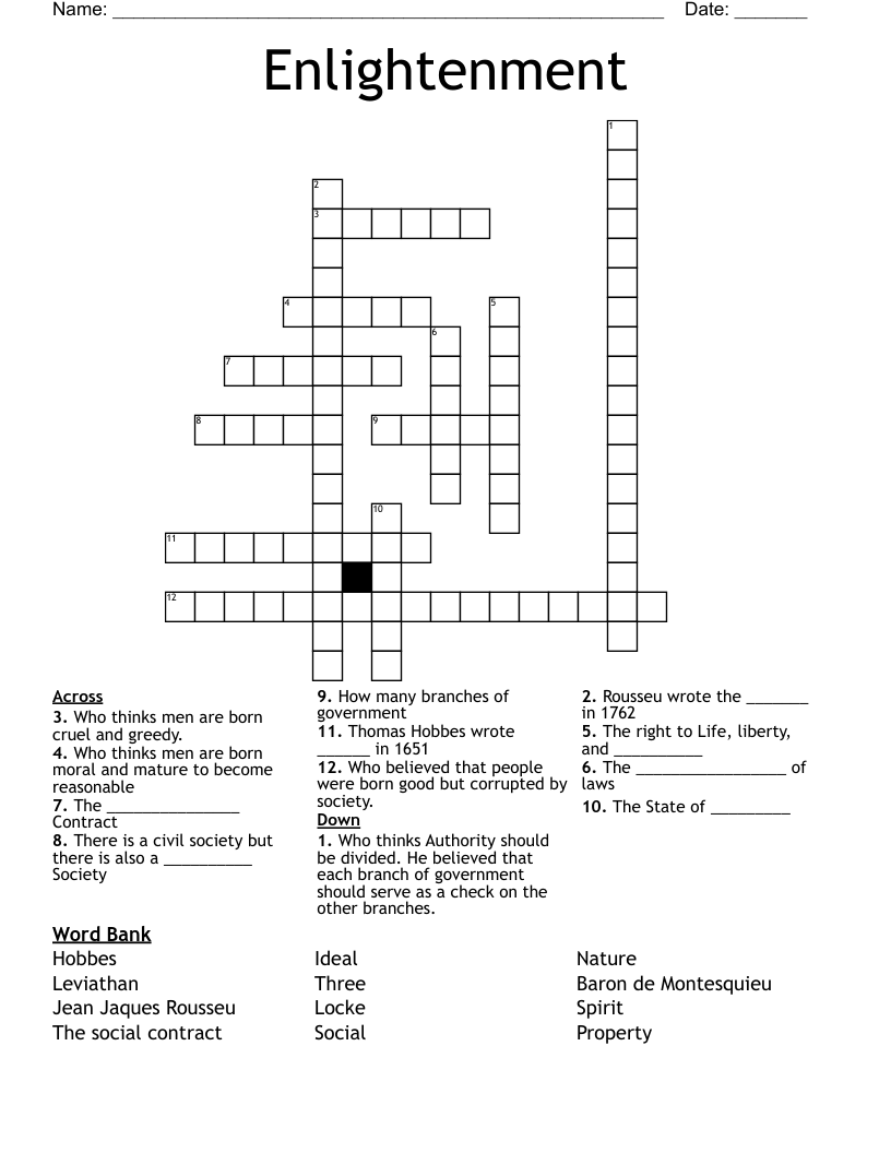 Enlightenment Crossword