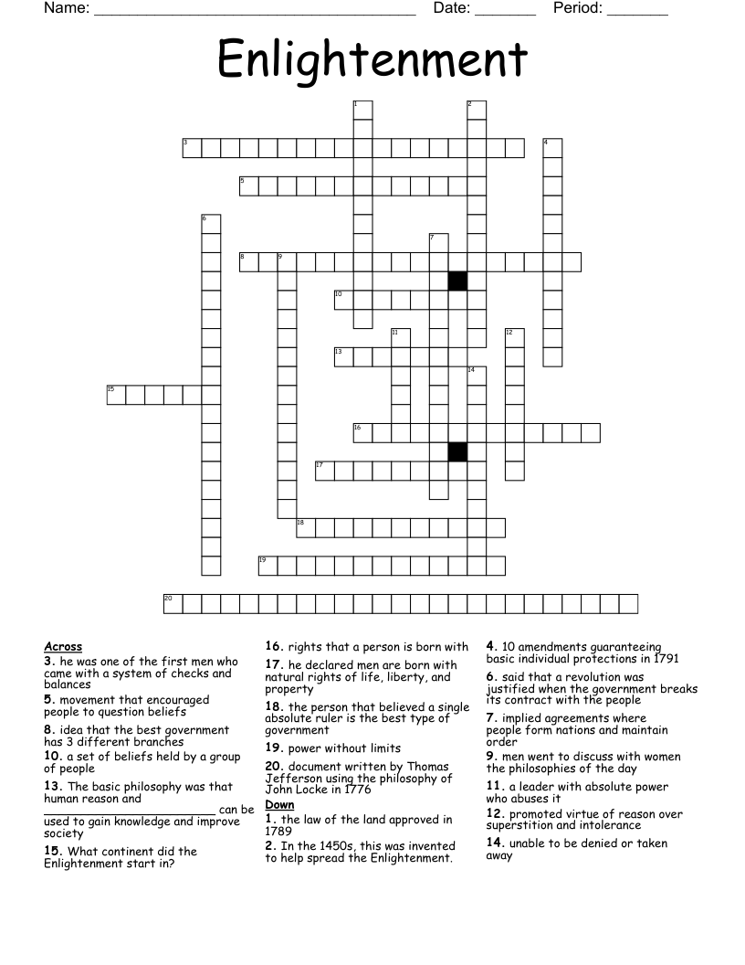Enlightenment Crossword
