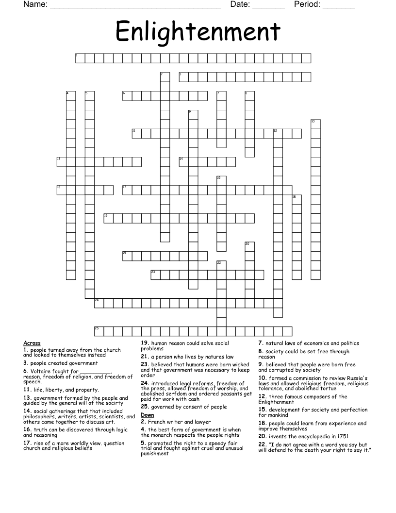 Enlightenment Crossword