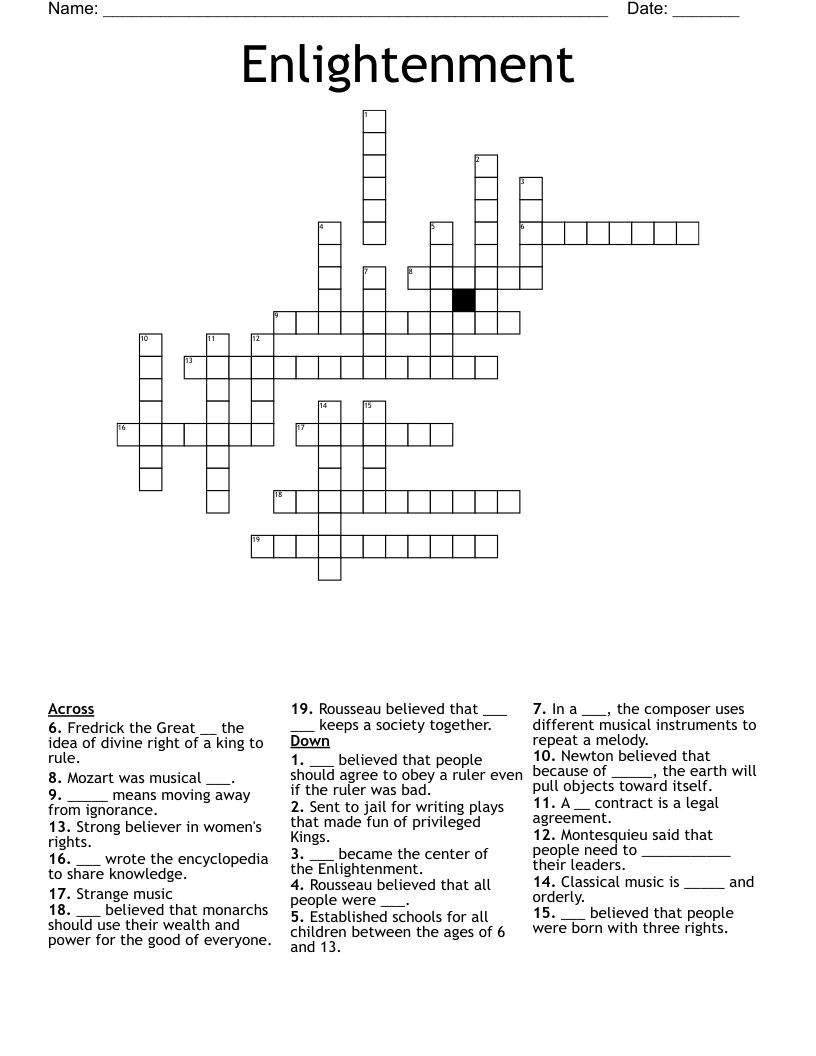 Enlightenment Crossword