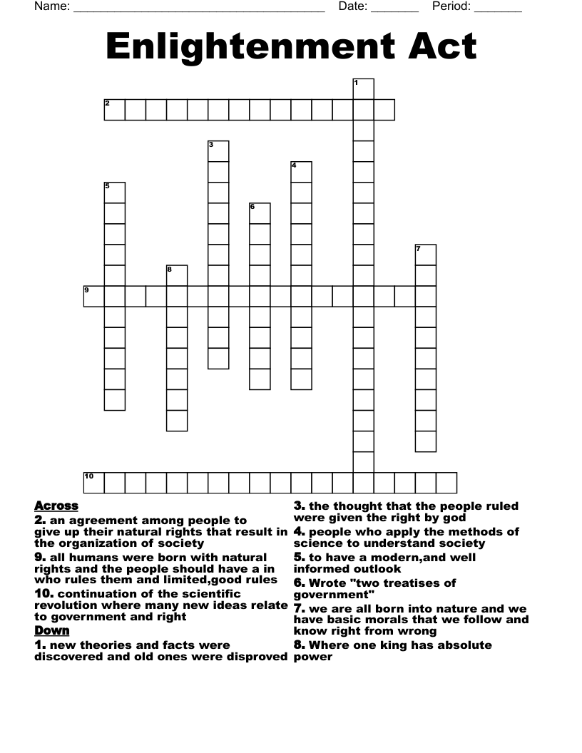 Enlightenment Act  Crossword