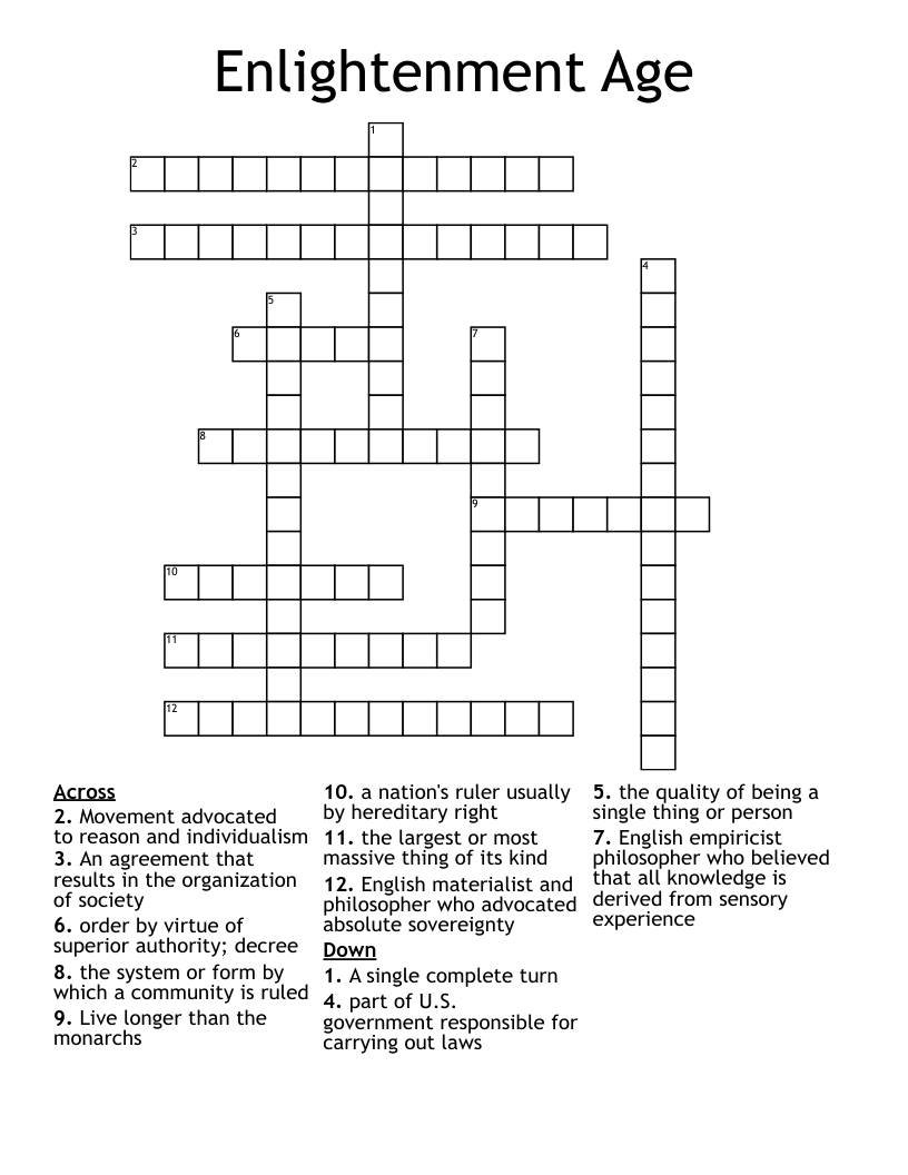 Enlightenment Age Crossword