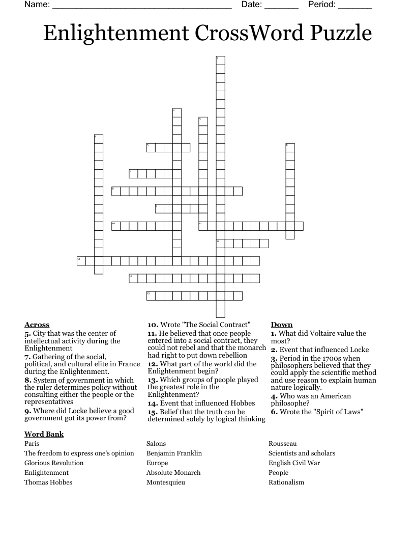 Enlightenment CrossWord Puzzle