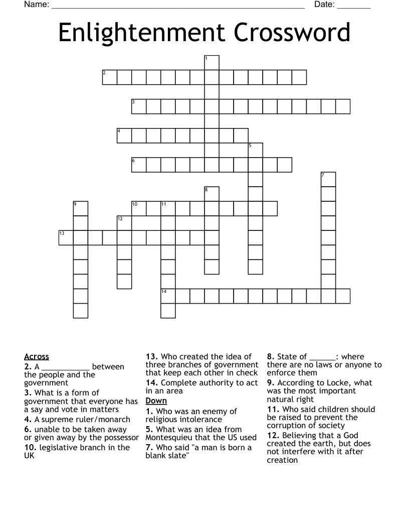 Enlightenment Crossword