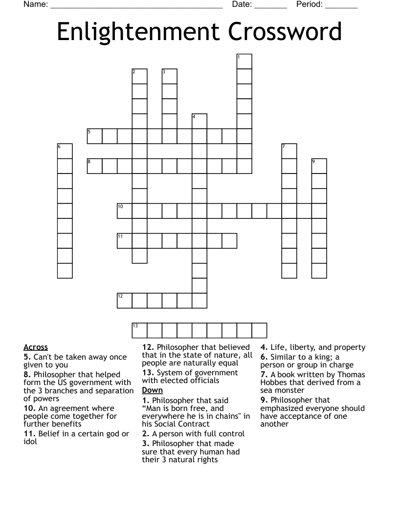 Enlightenment Crossword