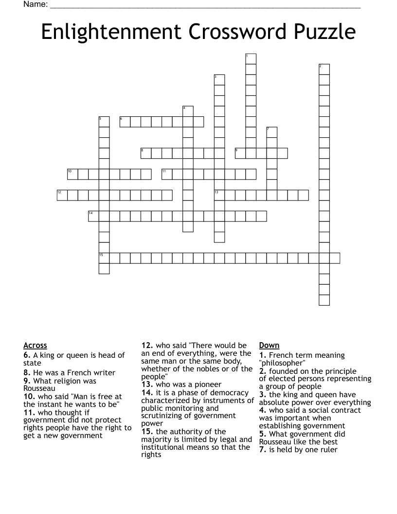 Enlightenment Crossword Puzzle