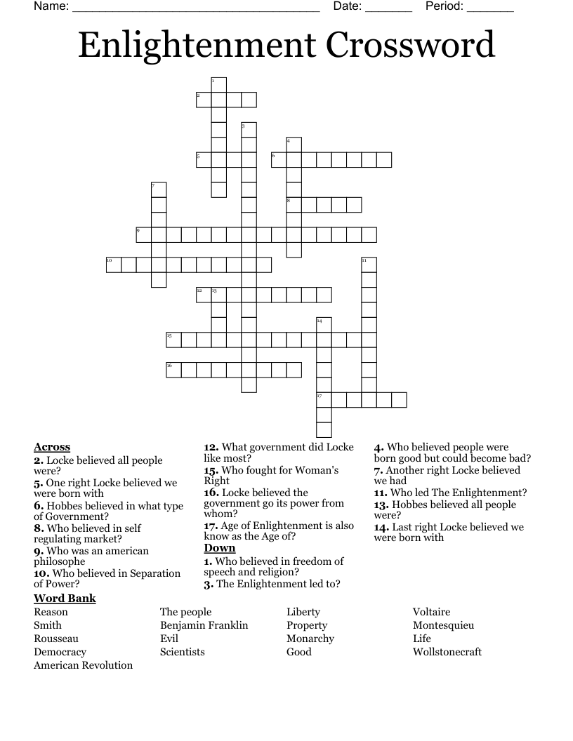 Enlightenment Crossword 