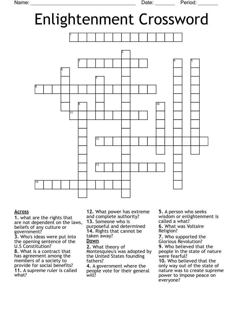 Enlightenment Crossword 