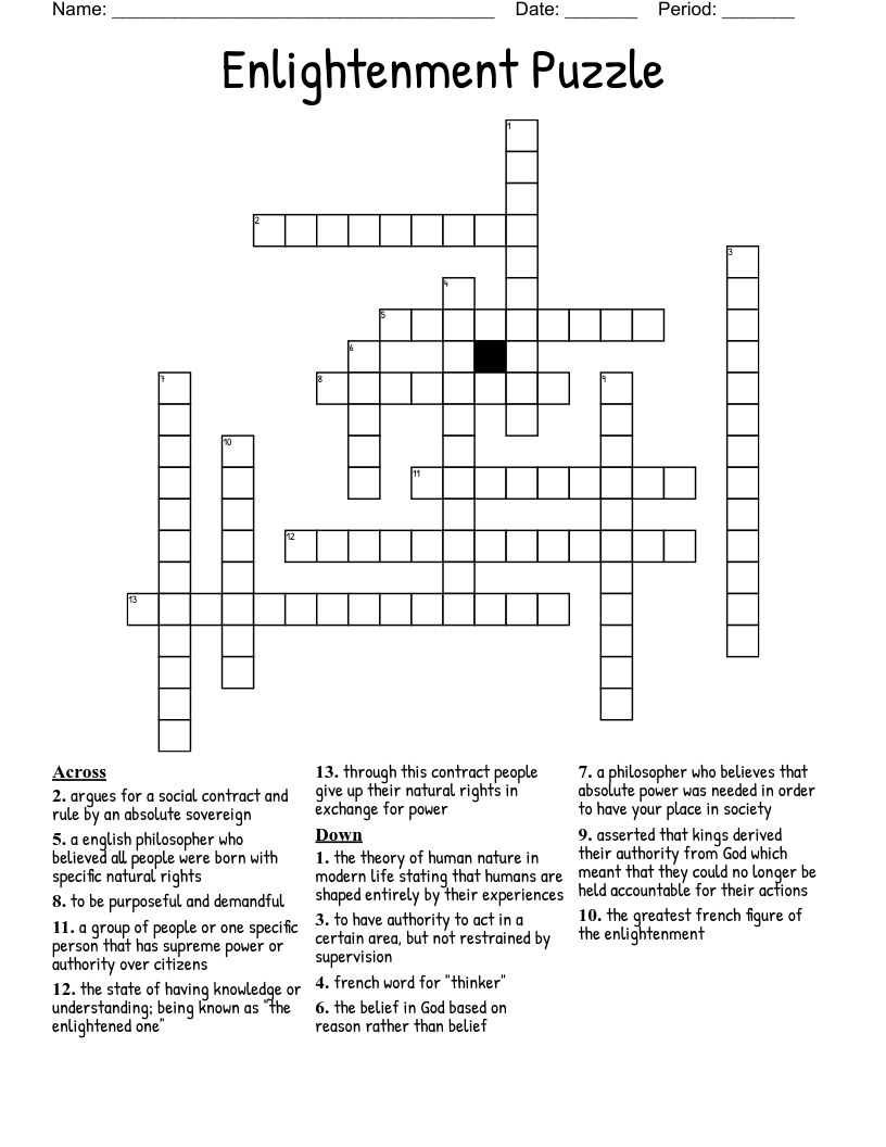 Enlightenment Puzzle Crossword