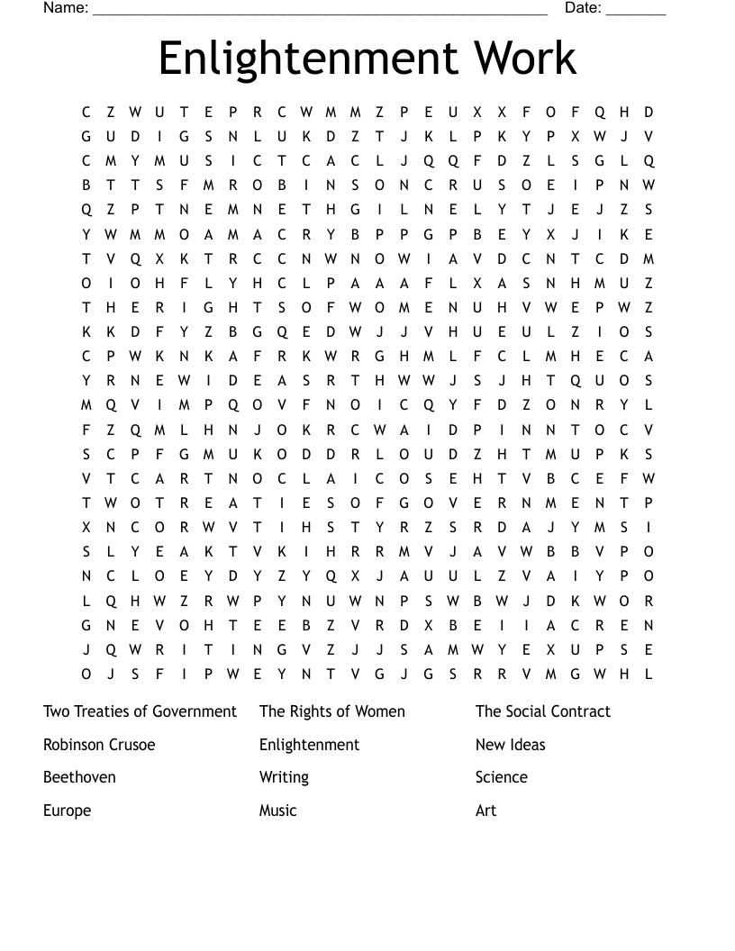 Enlightenment Work Word Search