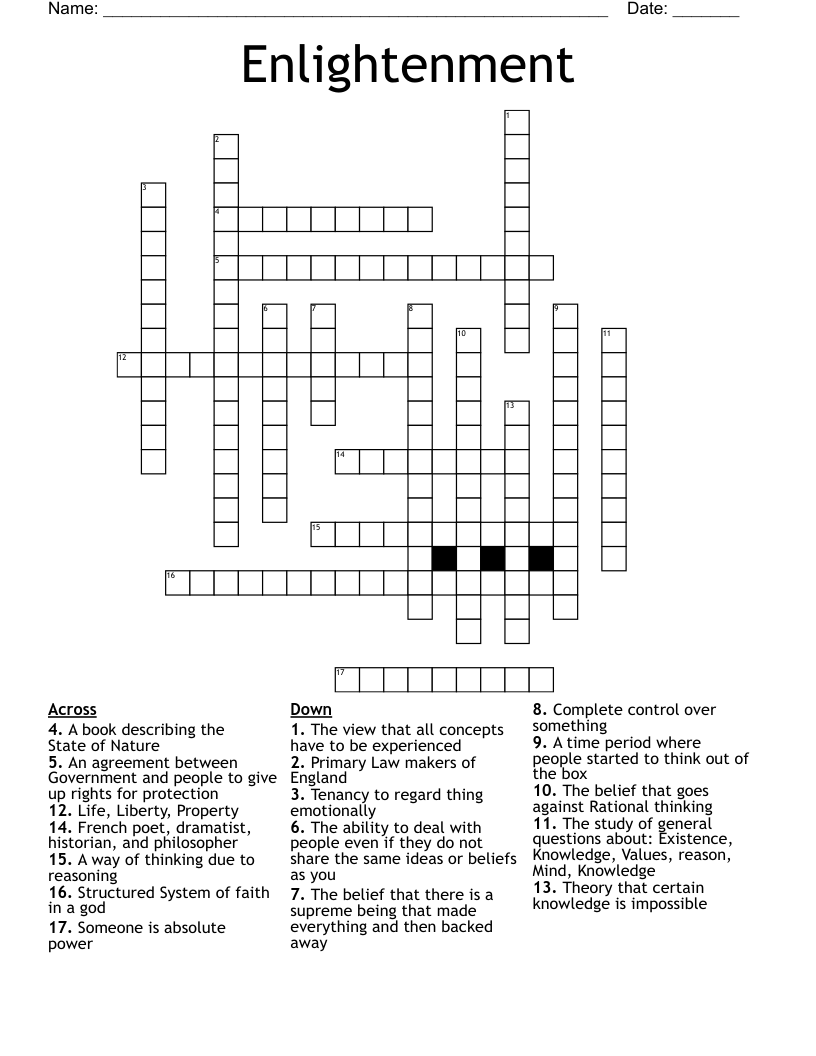 Enlightenment  Crossword