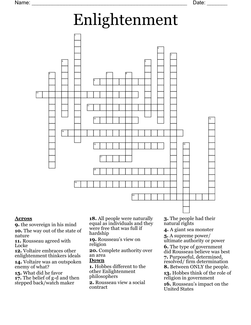 Enlightenment  Crossword