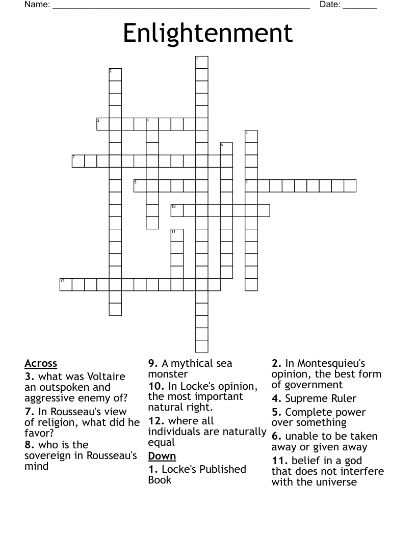 Enlightenment  Crossword