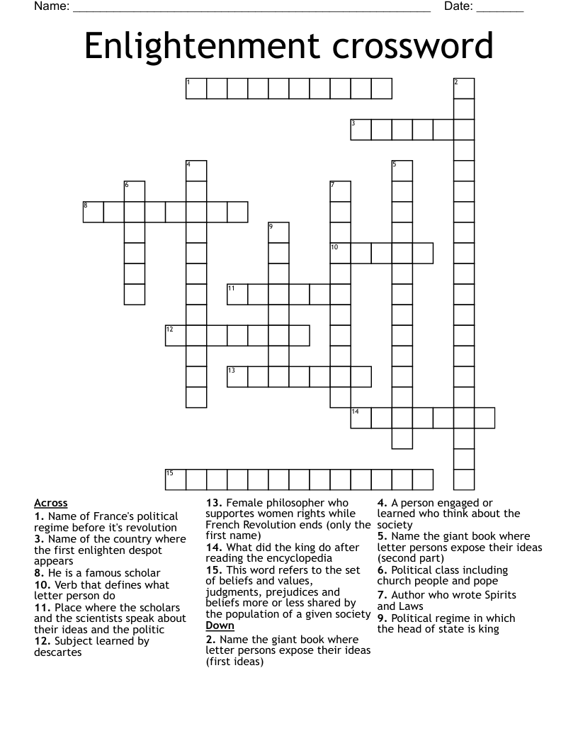 Enlightenment crossword
