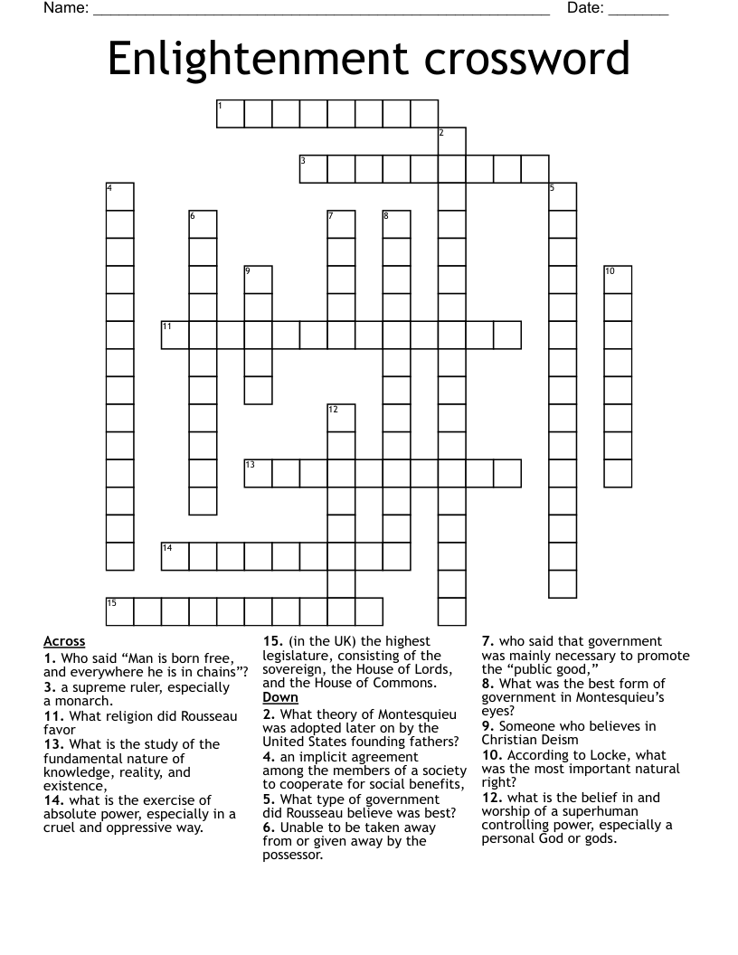 Enlightenment crossword
