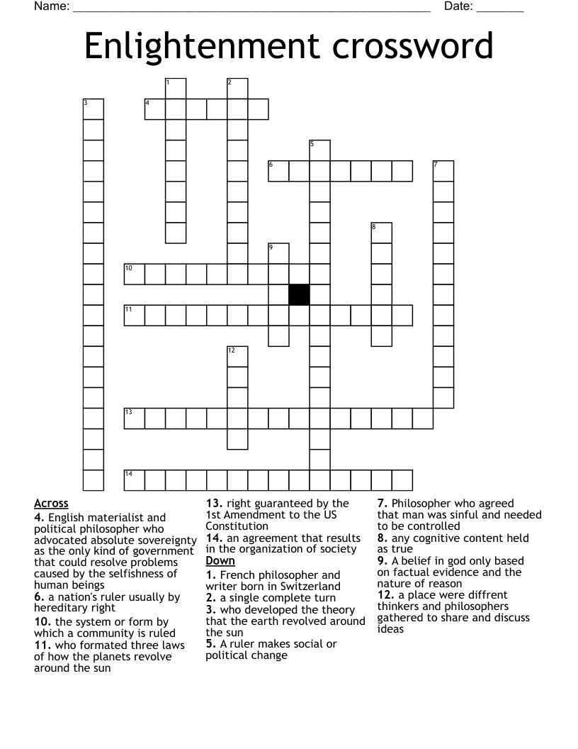 Enlightenment crossword