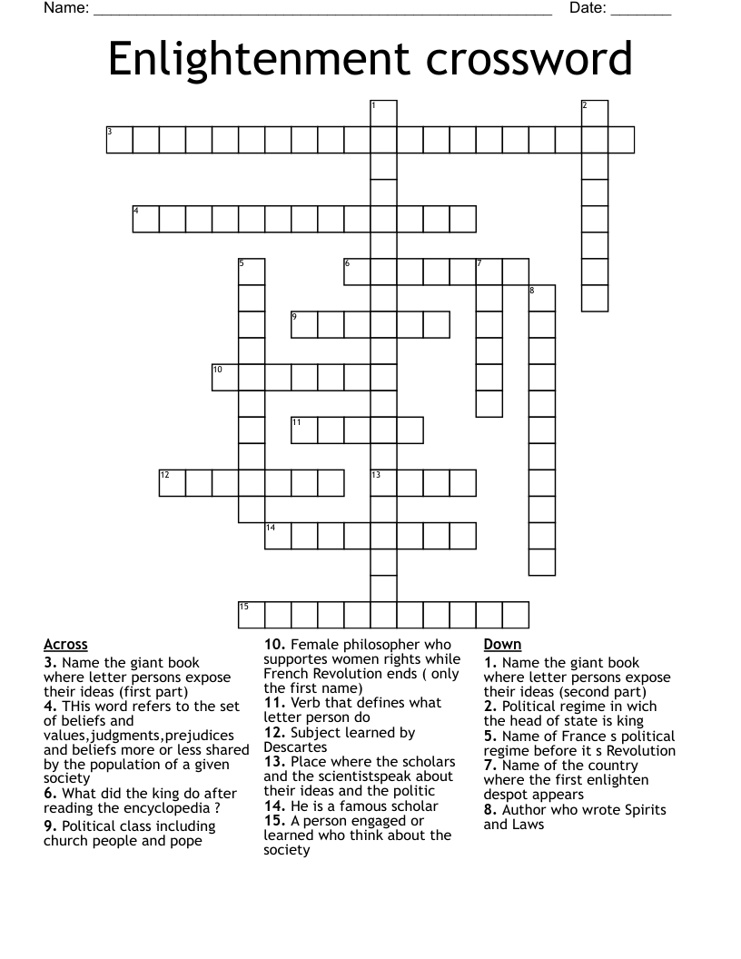 Enlightenment crossword 