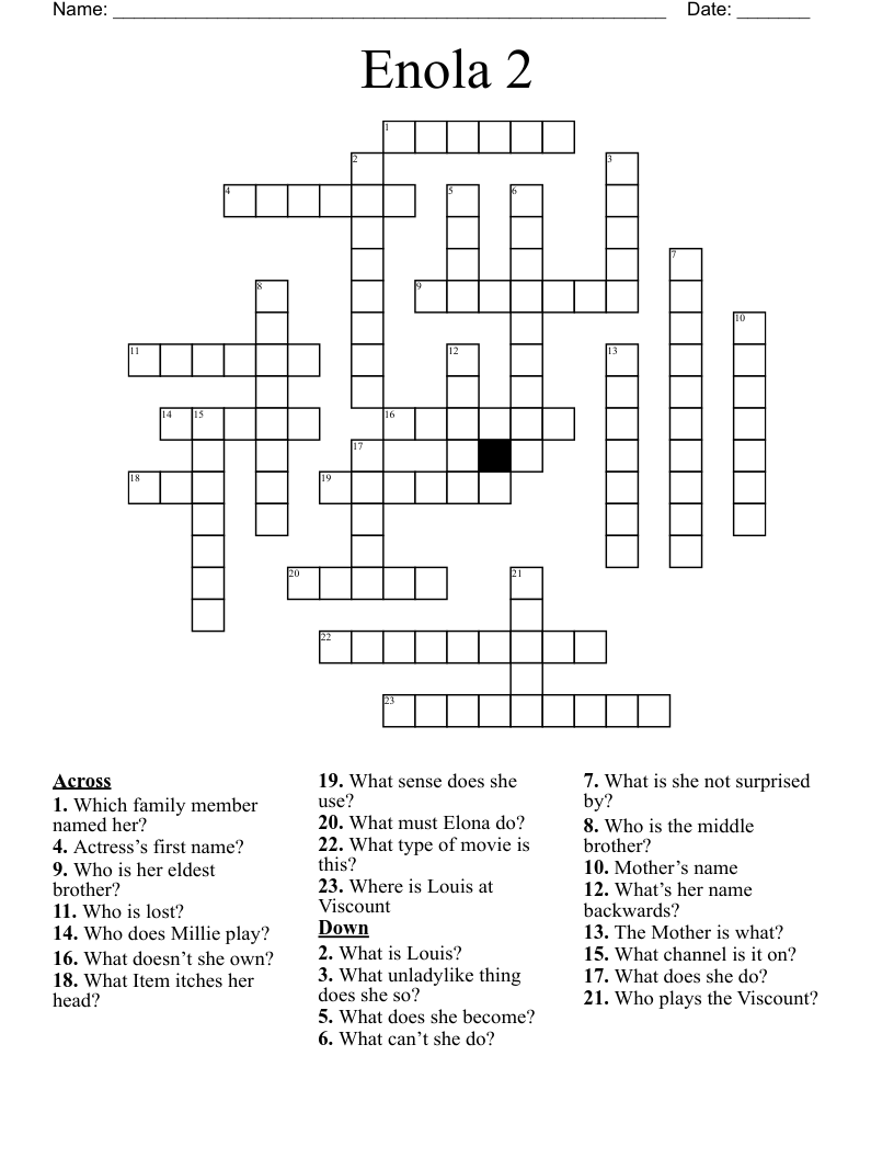 Enola 2 Crossword
