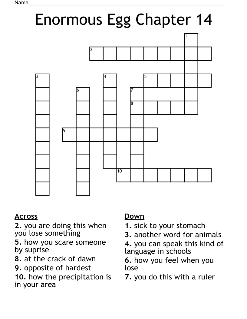 Enormous Egg Chapter 14 Crossword