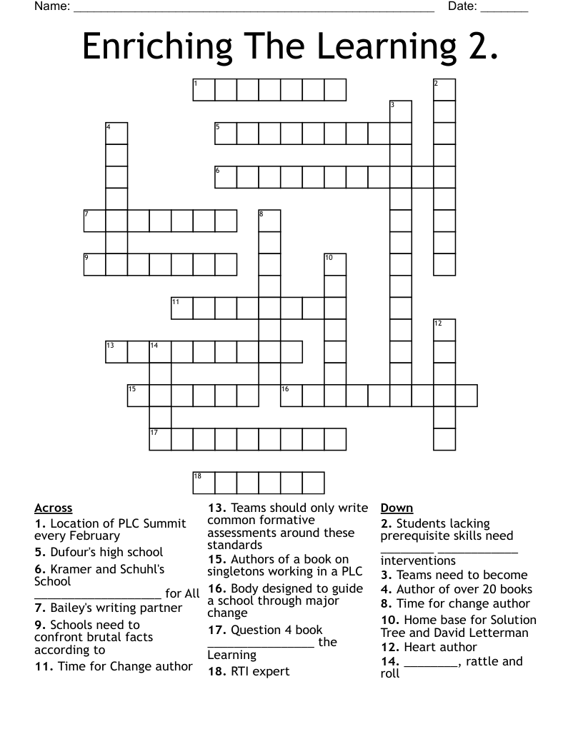 Enriching The Learning 2. Crossword
