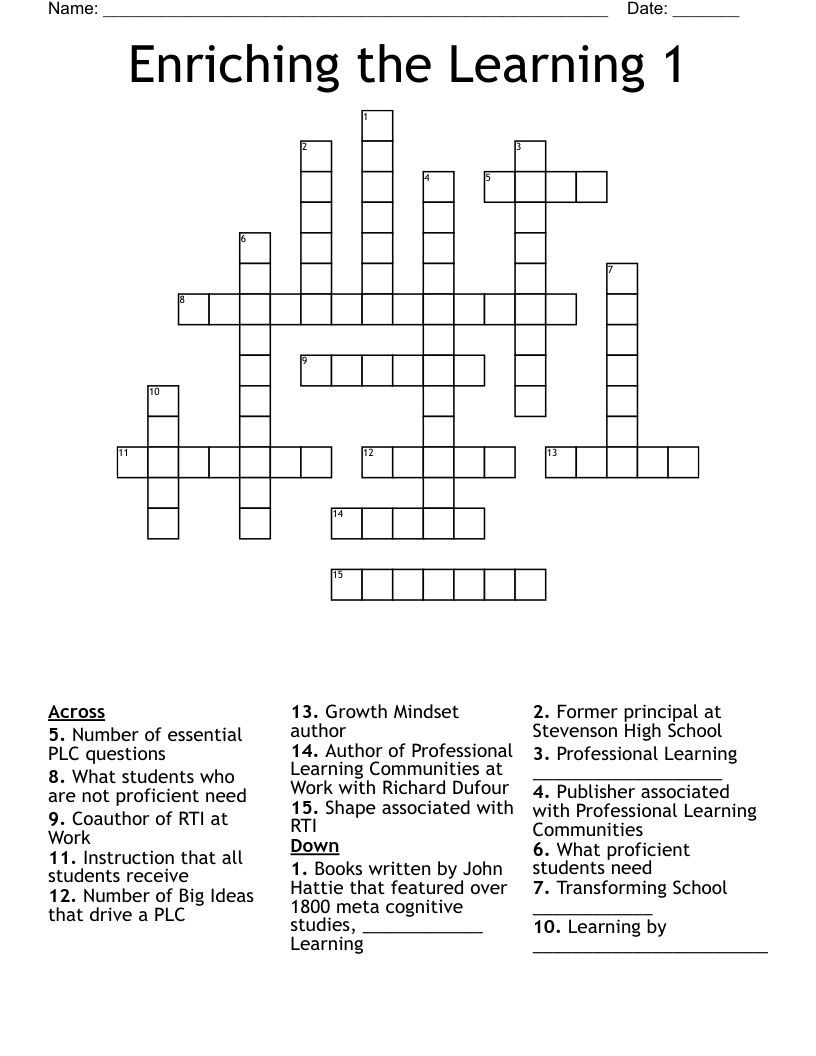 Enriching the Learning 1 Crossword