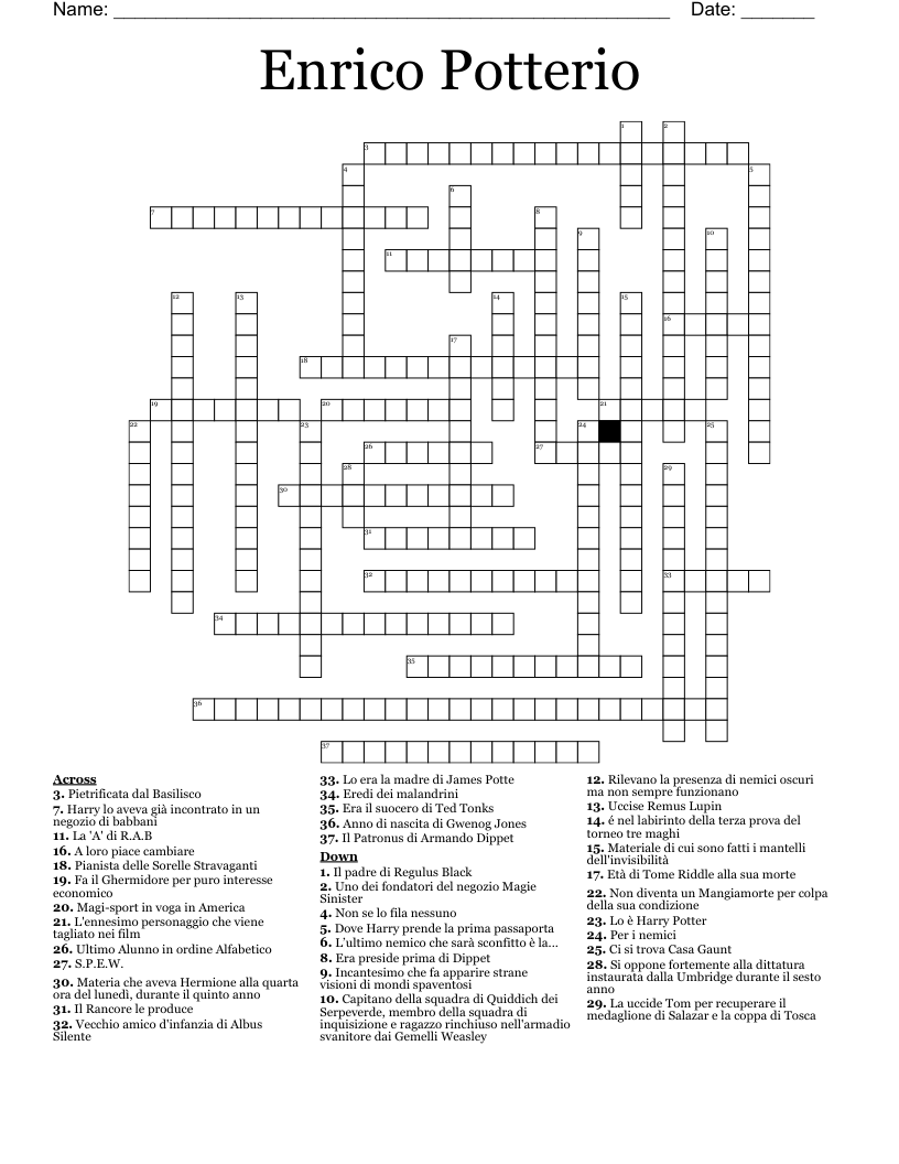 Enrico Potterio Crossword