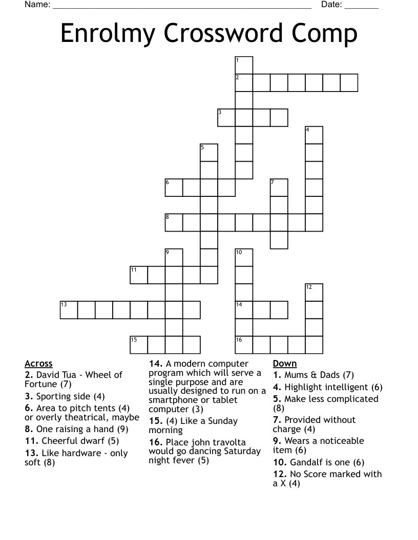 Enrolmy Crossword  Comp