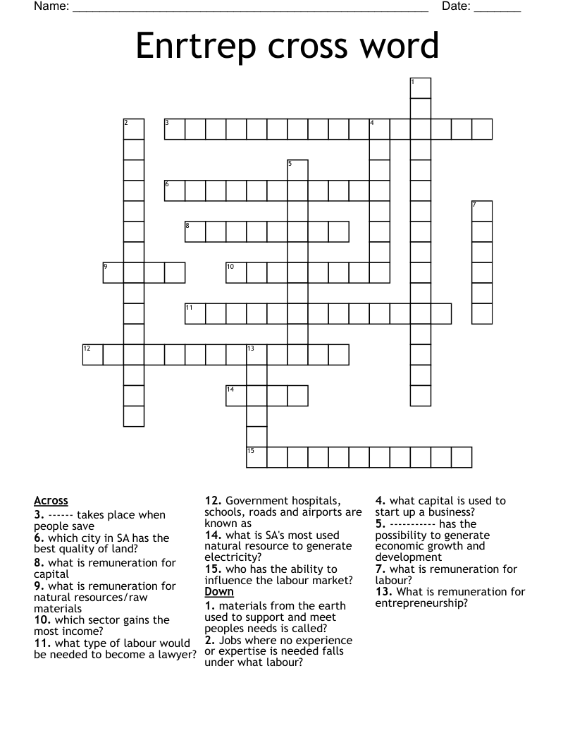 Enrtrep cross word 