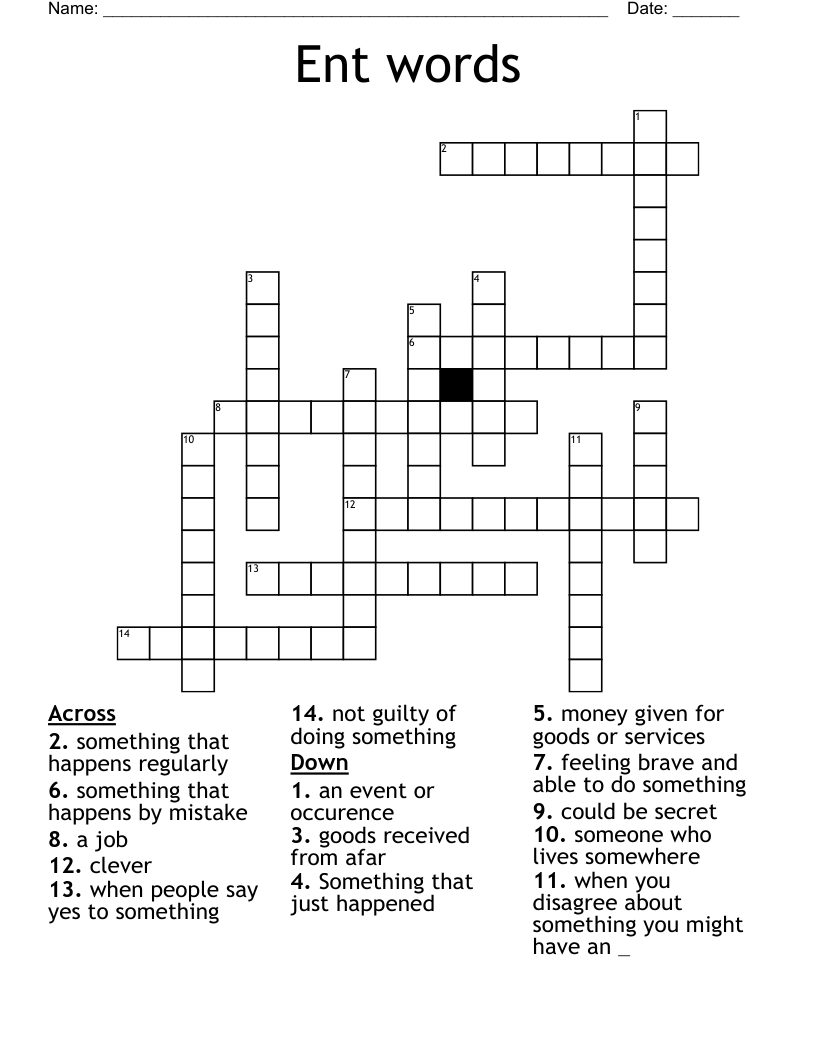 Ent words Crossword