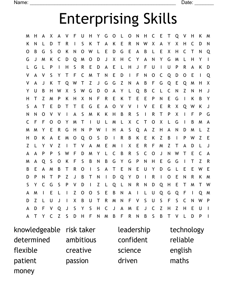 Enterprising Skills Word Search