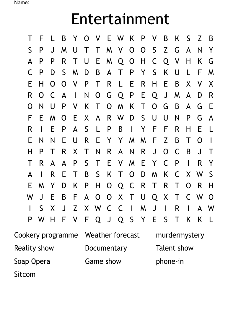 Entertainment Word Search