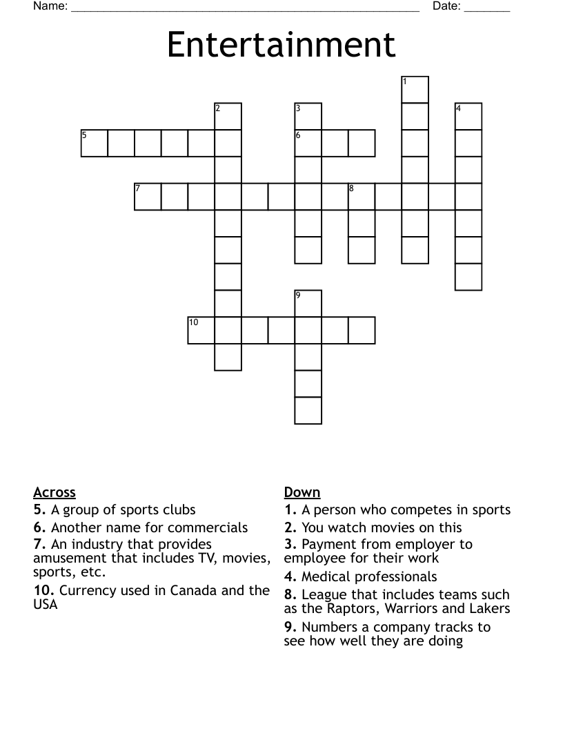Entertainment Crossword