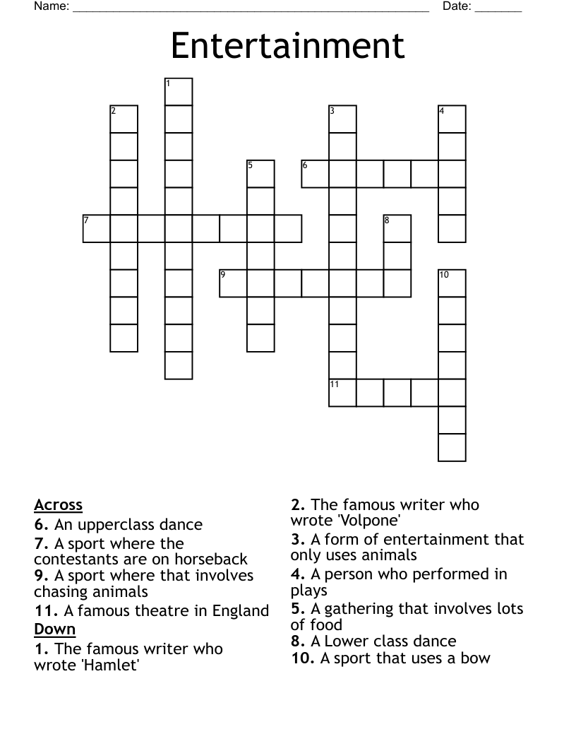 Entertainment Crossword