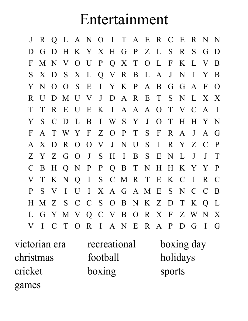 Entertainment Word Search