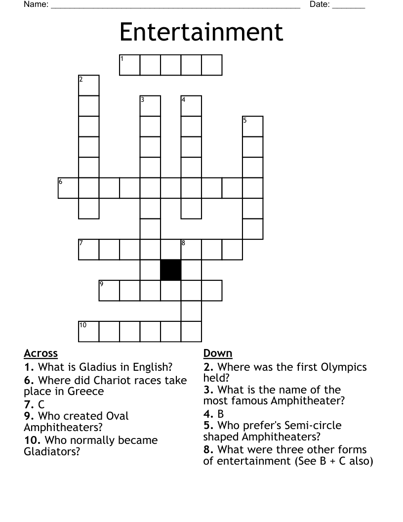 Entertainment Crossword