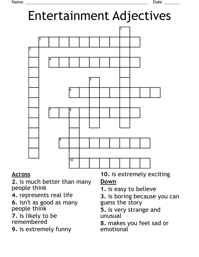Entertainment Adjectives Crossword