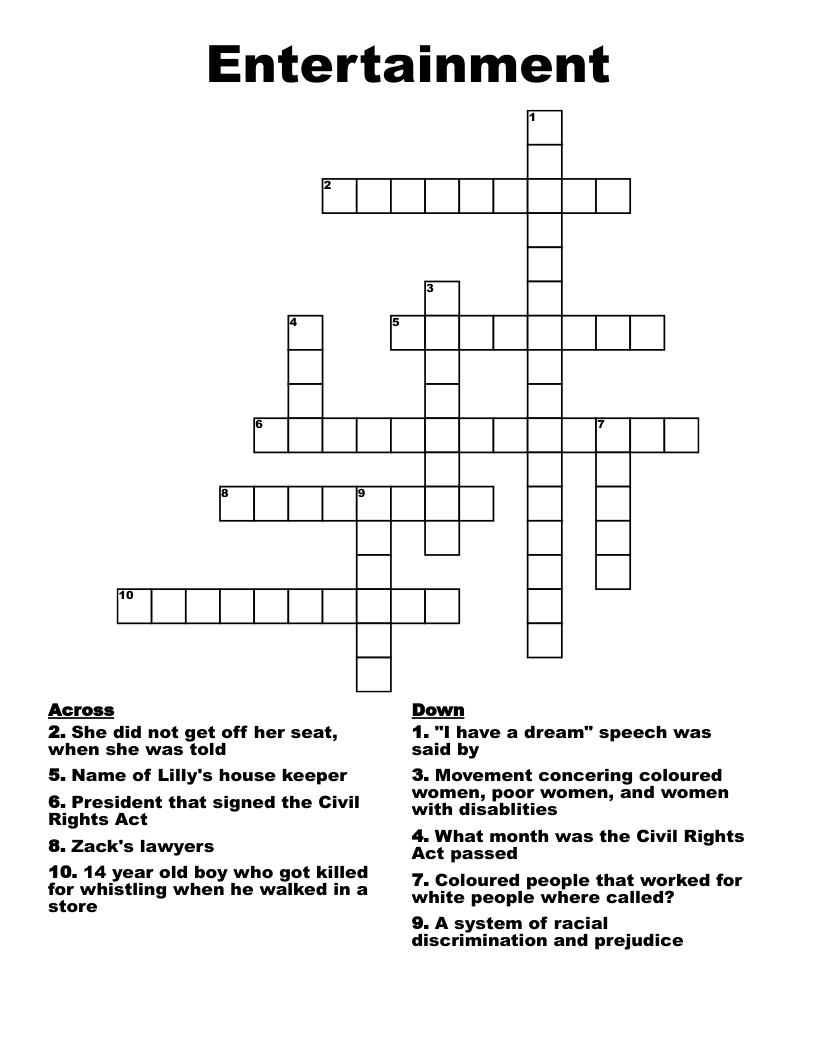 Entertainment  Crossword