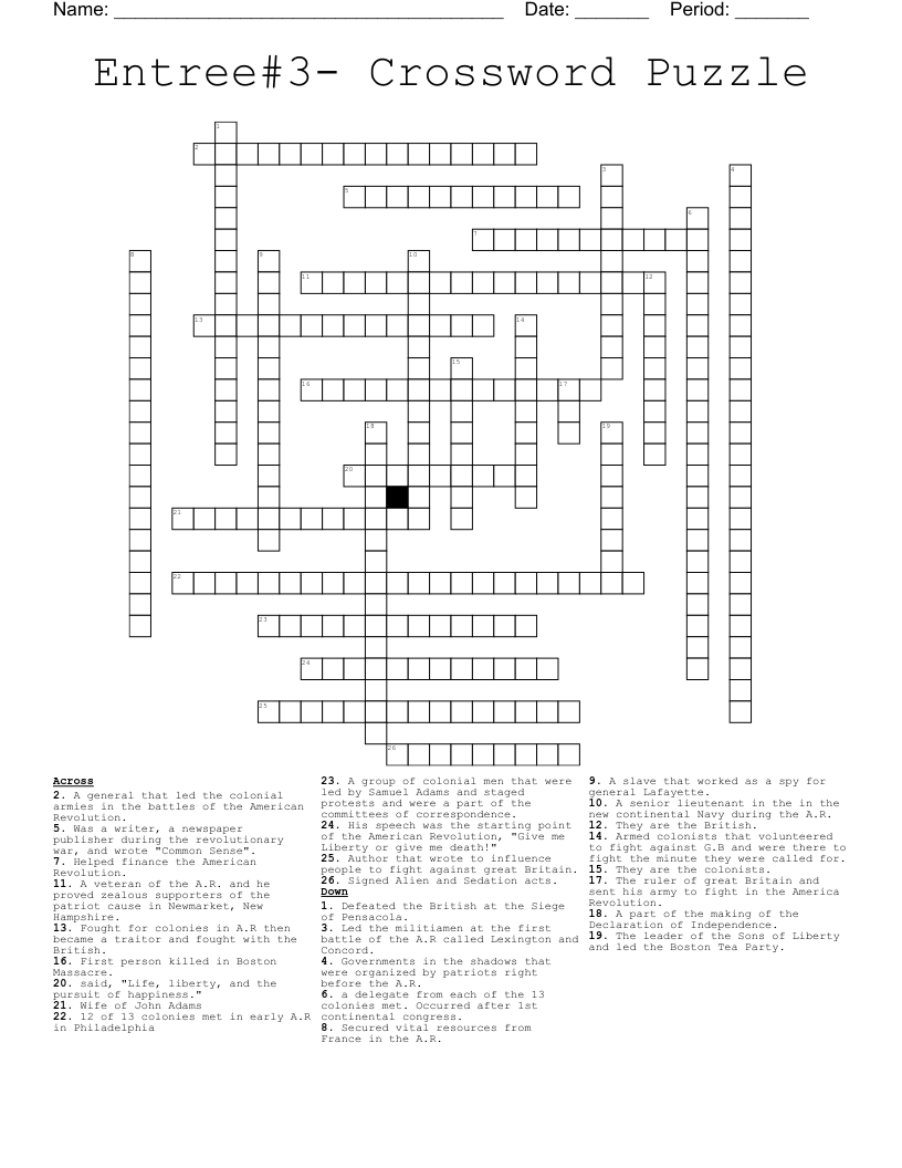 Entree#3- Crossword Puzzle