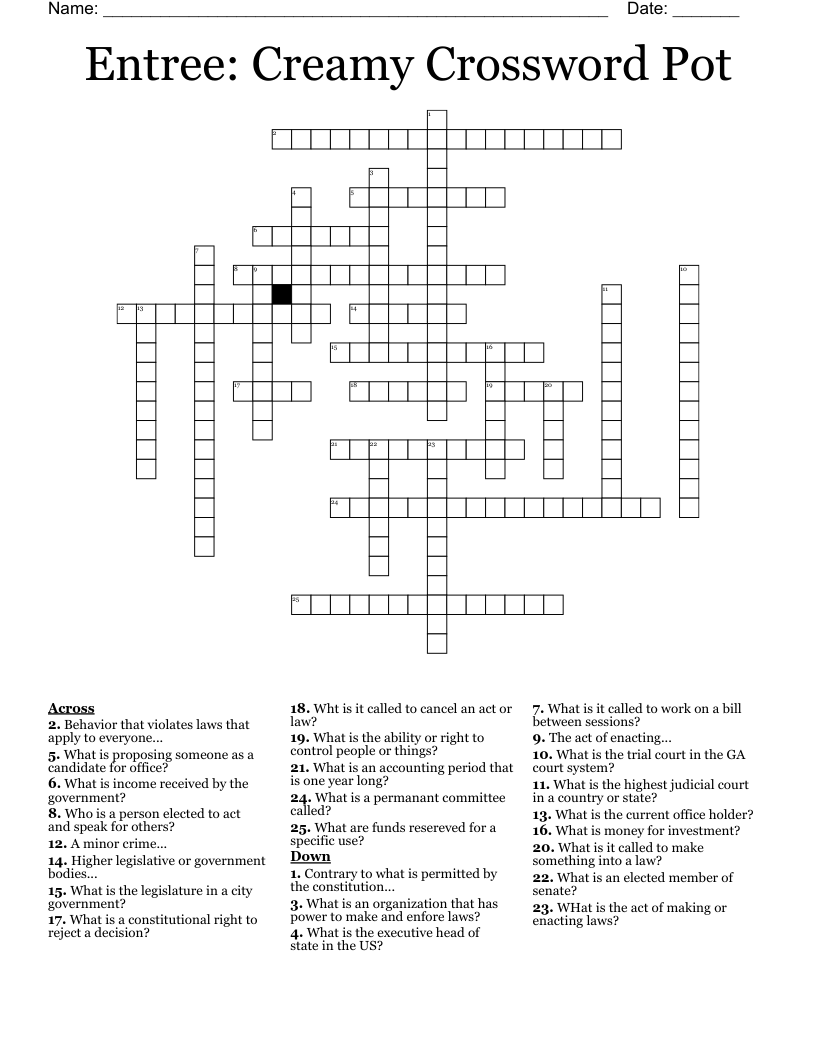 Entree: Creamy Crossword Pot