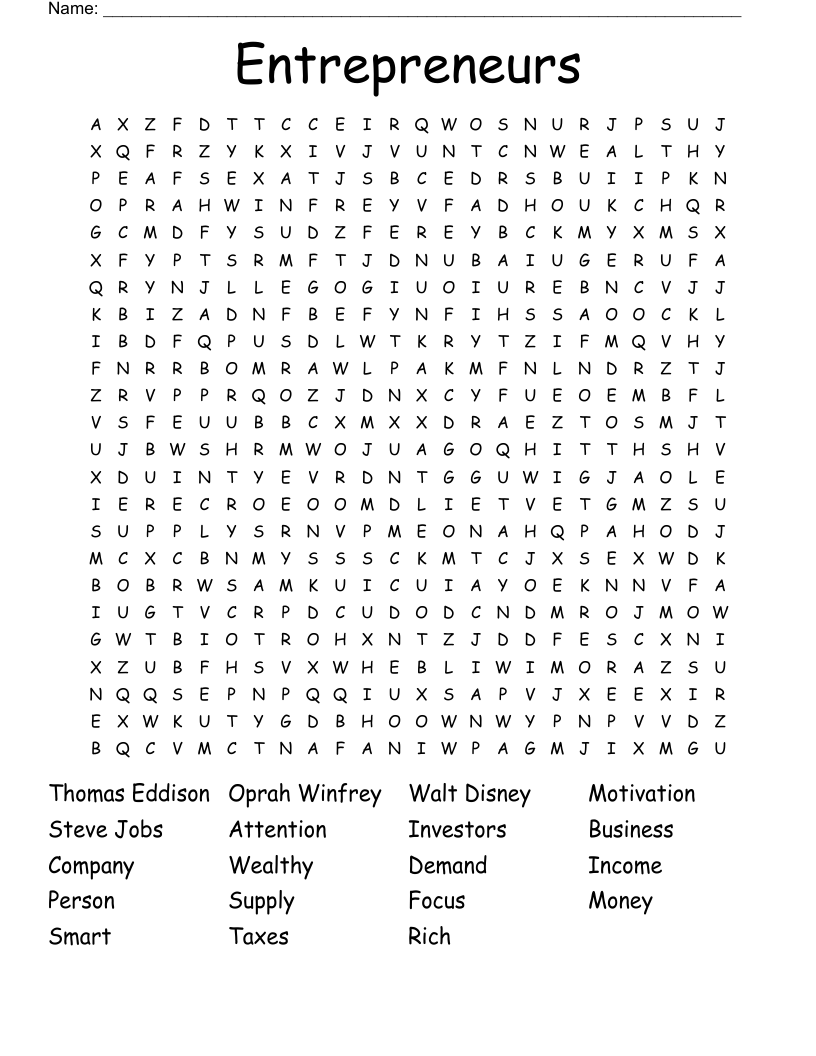 Entrepreneurs Word Search